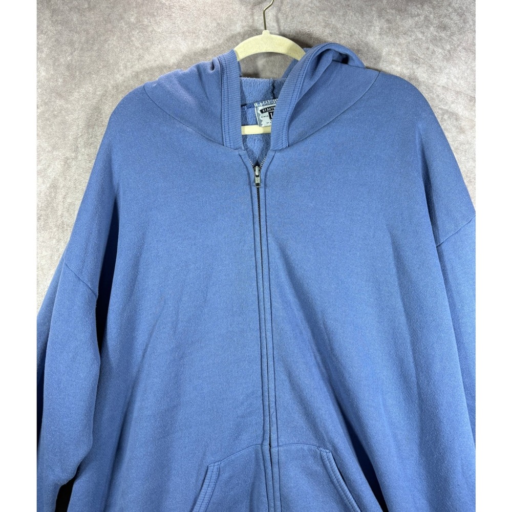Vintage Lee Hoodie Sweatshirt Mens XL Blue Heavyweight Full Zip Casual Fleece